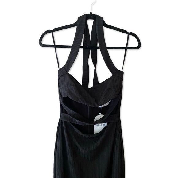 Rumer Sorrento maxi dress Black cut out Halter strappy gown Revolve L - Picture 7 of 14